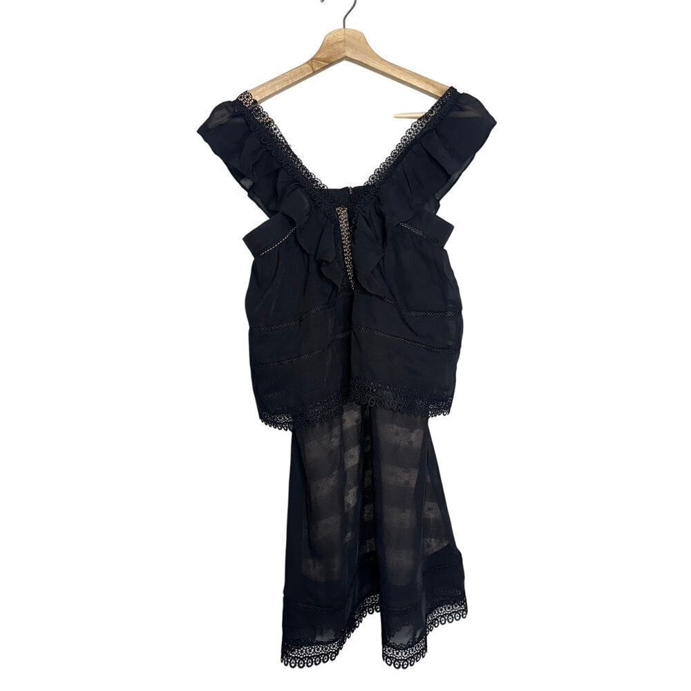 Elliatt Black View Dress Lace Trim Ruffle Maxi Evening XS